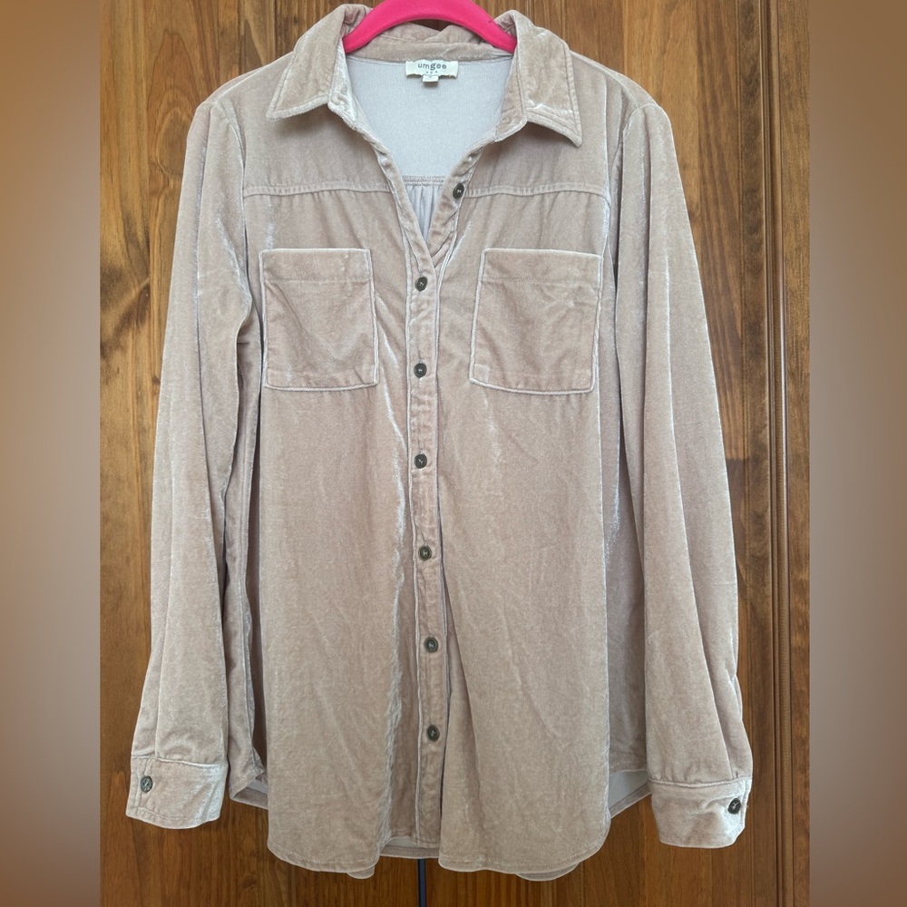 Umgee Beige Button-Up Shirt Jacket